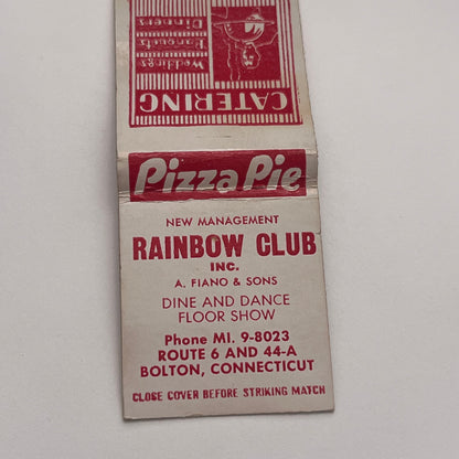 Rainbow Club A. Fiano & Sons Bolton CT Vintage Matchbook Cover MM2-7