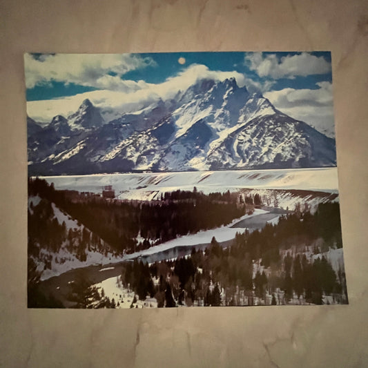 1983 Grand Tetons Wyoming Mountain Scene 7x8.5" Art Print V23