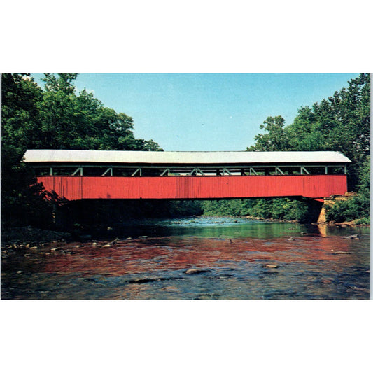 Red Covered Bridge Pennsylvania Vintage Covered Bridge Postcard PD3