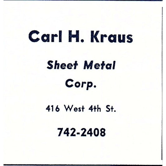 Carl H. Kraus Sheet Metal Corp 416 W. 4th St Fort Wayne Indiana 1964 Ad AG1-S12