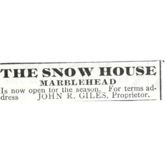 The Snow House Marblehead John R. Giles c1918 Original Advertisement AE5-SV2