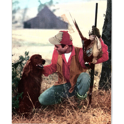 Retro Kitsch Man and Dog Pheasant Hunting Vintage Art Print 8x10 V5