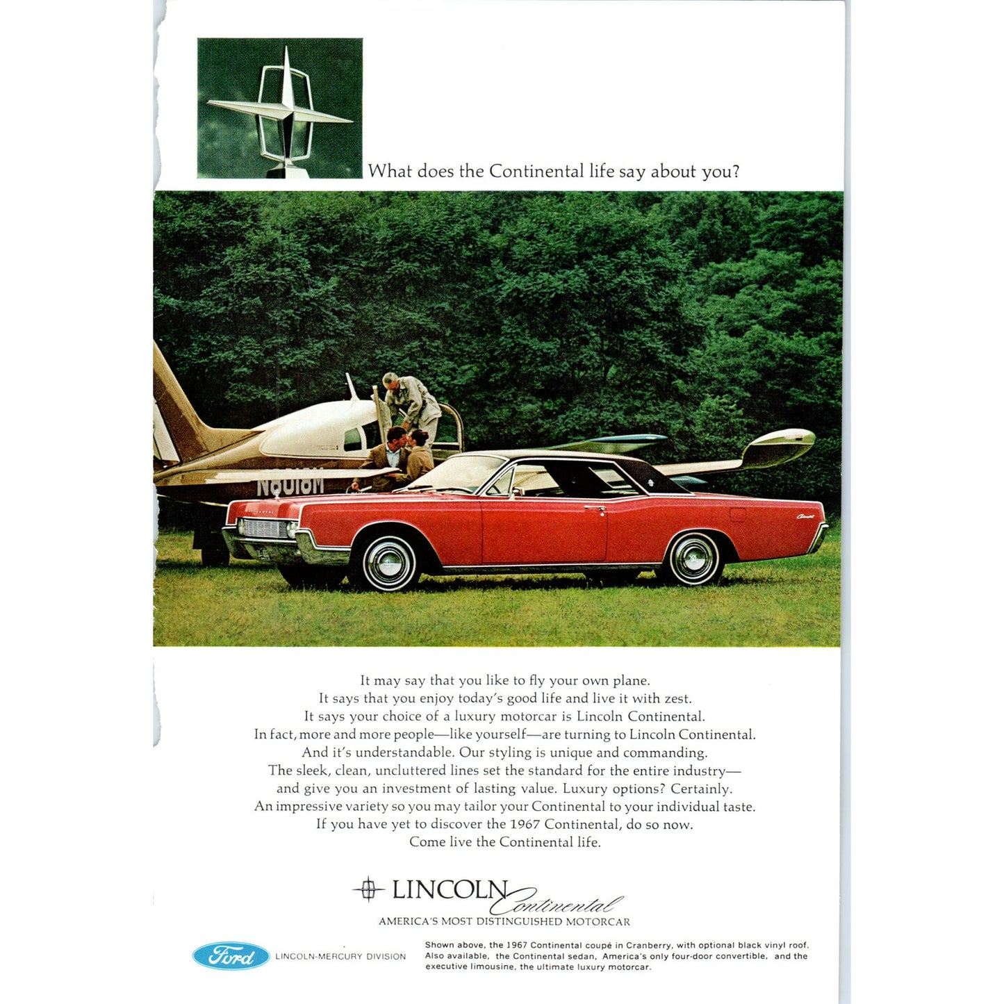 1967 Lincoln Continental Red Automobile Car - Vintage Magazine Ad D20