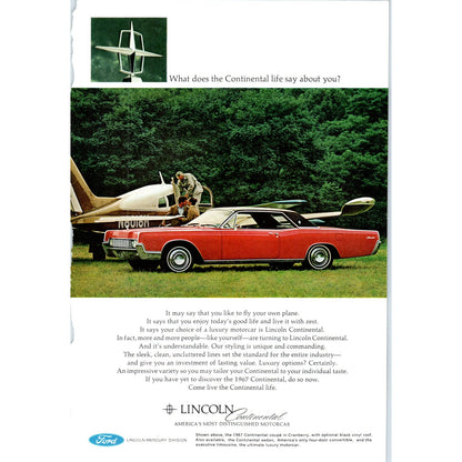 1967 Lincoln Continental Red Automobile Car - Vintage Magazine Ad D20