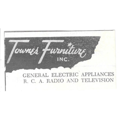 Townes Furniture Inc R.C.A. Radio & Television Martinsville VA 1960s Ad AG2-S7