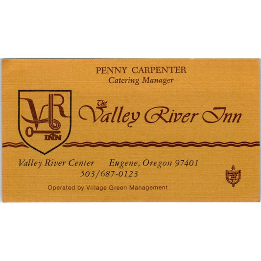 Valley River Inn Penny Carpenter Eugene OR Vintage Business Card SE3-B1