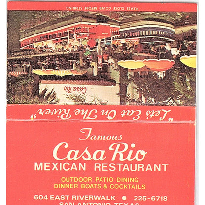 Casa Rio Mexican Restaurant San Antonio Texas Vintage Matchbook TB6-MB2-13