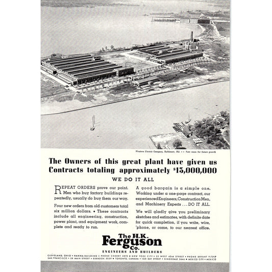 The H.K. Ferguson Co Engineers & Builders Western Electric Co Baltimore Ad V1-8