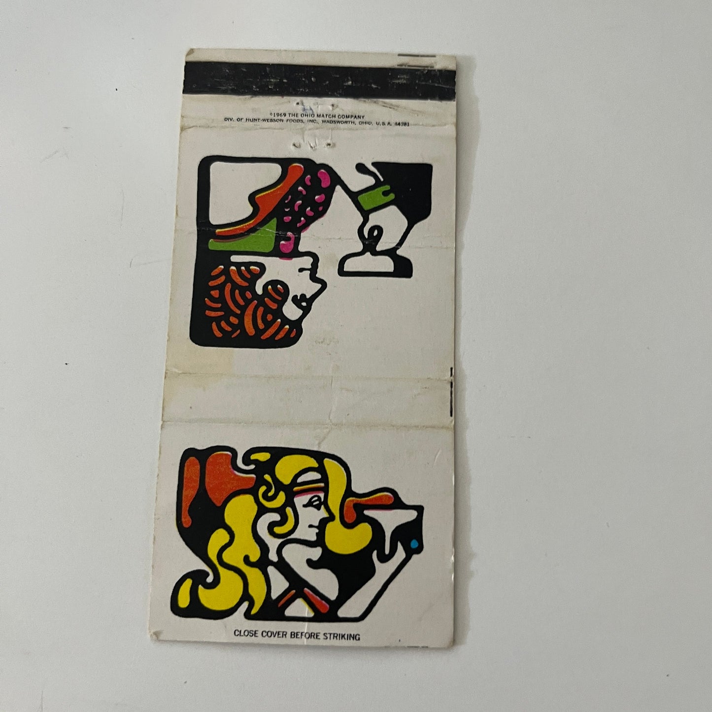 Man & Woman Drinking Wine Peter Max Pop Art Vintage Matchbook Cover SC4-R8