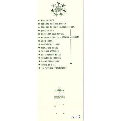 Fort Knox Federal Bank Fort Knox KY Vintage Matchbook TB6-MB2-8