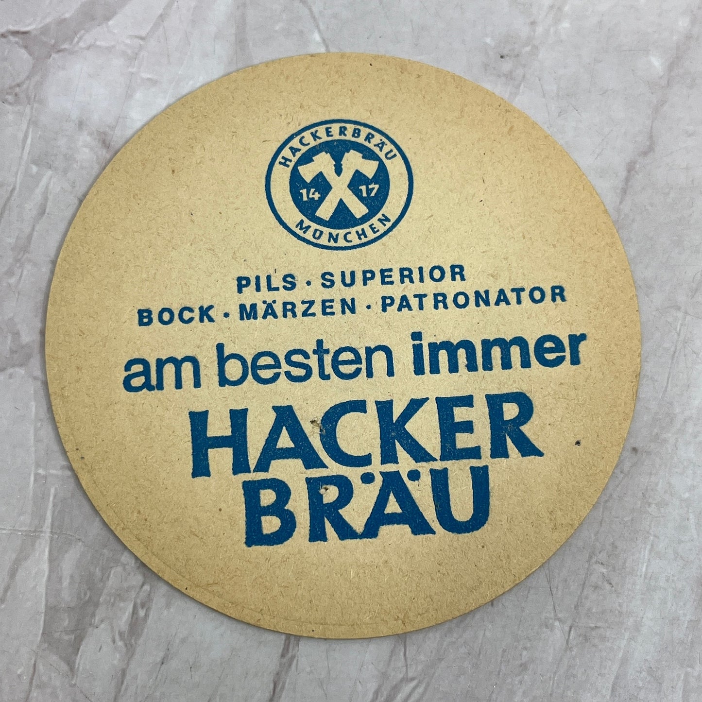 Vintage Hackerbräu München German Beer Coaster Blue & Black TJ5-CO2