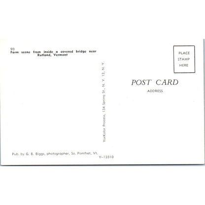 Covered Bridge Near Rutland Vermont Vintage Covered Bridge Postcard PD6