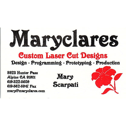 Mary Scarpati Maryclares Laser Cut Alpine CA Vintage Business Card SC9-B8