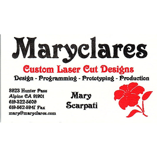 Mary Scarpati Maryclares Laser Cut Alpine CA Vintage Business Card SC9-B8