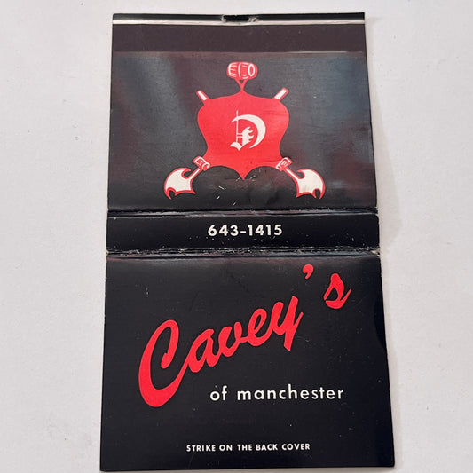Cavey's of Manchester Fiano's Motor Inn CT Vintage Matchbook Cover TB8-MB-12