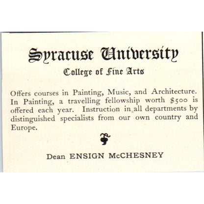 Syracuse University College of Fine Arts Ensign McChesney 1900 Ad AB8-MA5