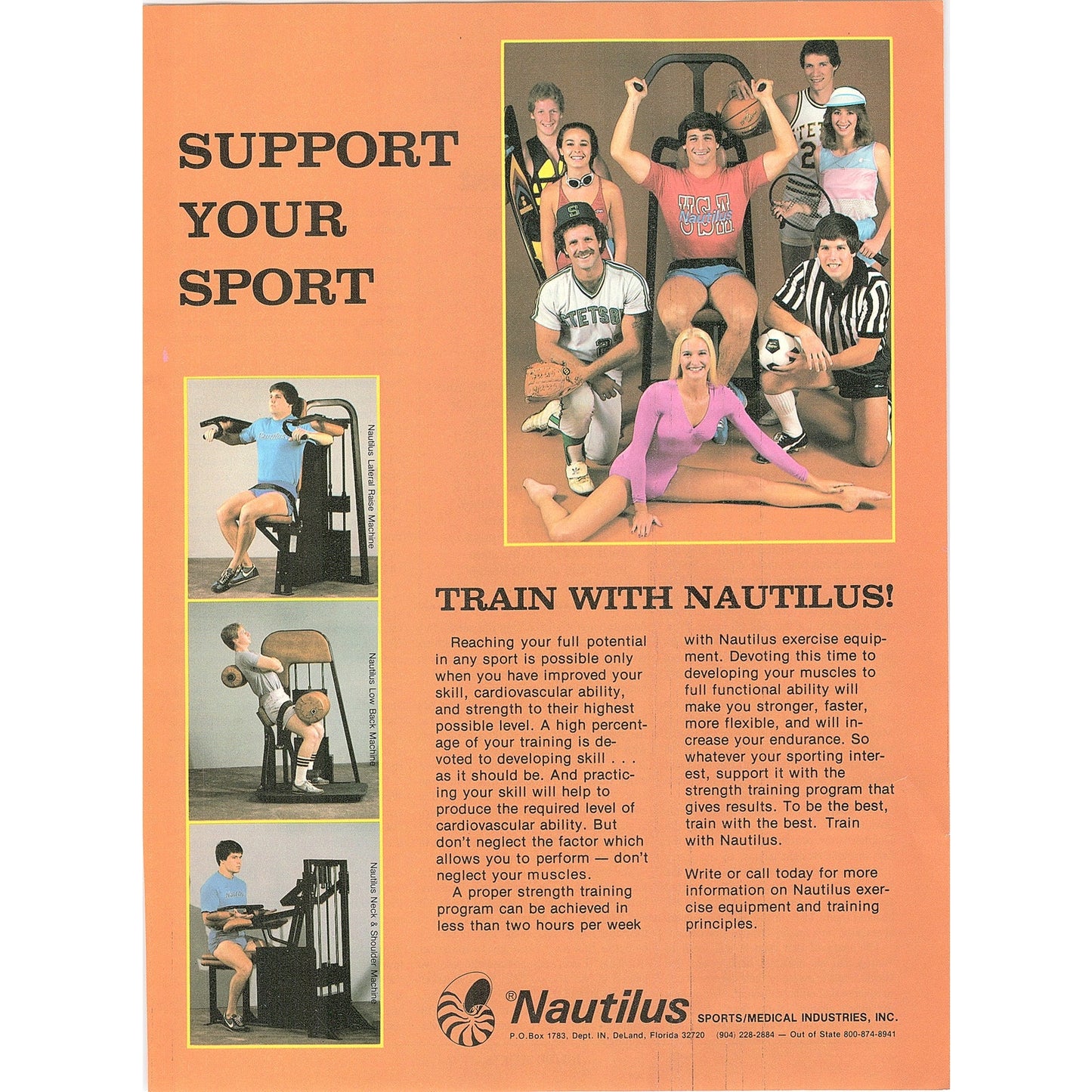 Nautilus Sports Training Exercise Equipment DeLand FL 8x11" 1983 Ad D26