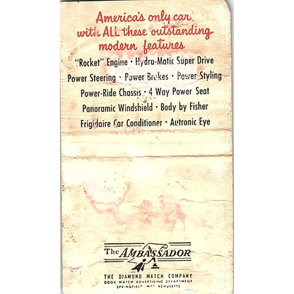 Oldsmobile Rocket Johnson Chevrolet Waterville MN Vintage Matchbook Cover SC7-Y3