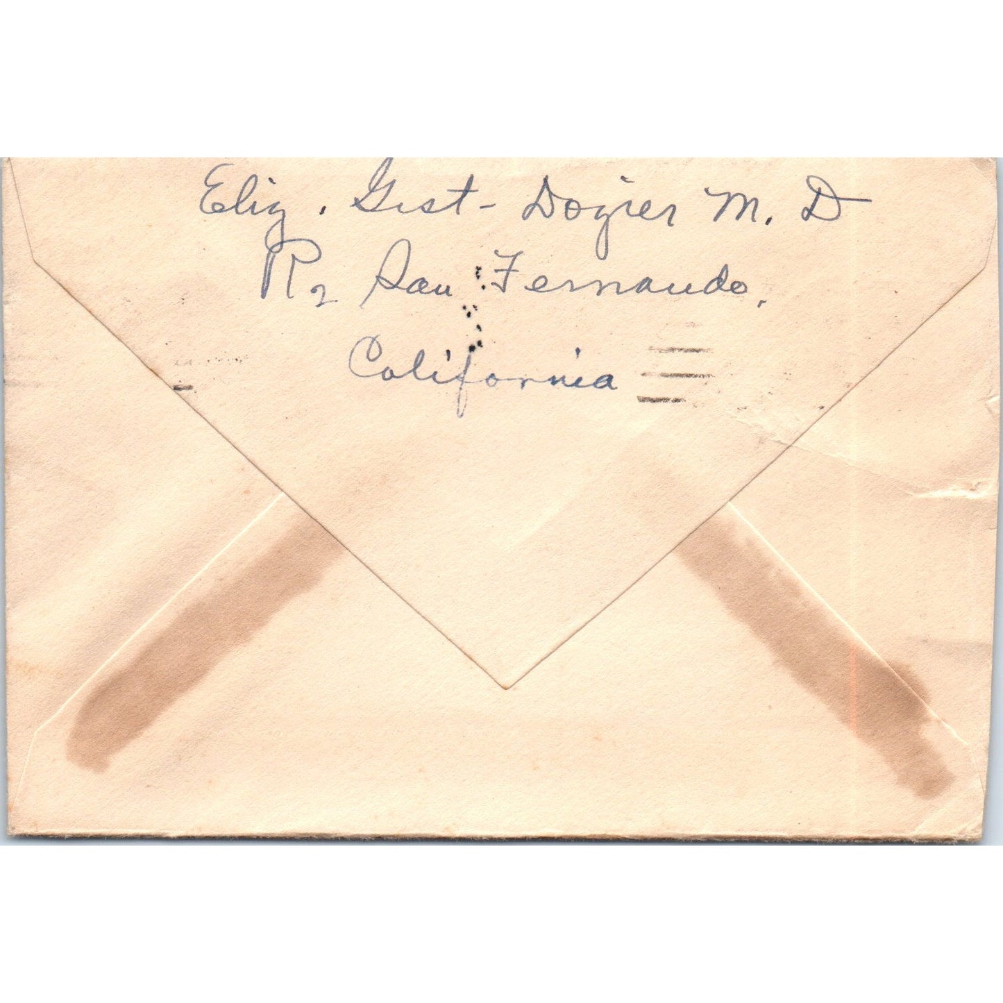 1932 Postal Cover Envelope Los Angeles Sistersville W VA Mrs. Oakley Webb AD8-Q2