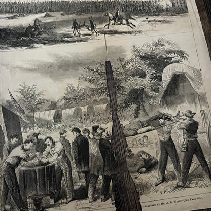 Scenes From the Battle of Antietam Original 1863 Civil War Engraving C44