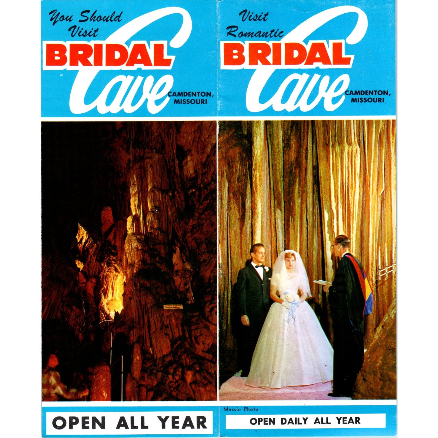 1950s Bridal Cave Camdenton Missouri Fold Out Map and Travel Brochure TJ5-TB