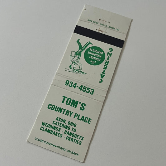 Tom's Country Place Avon Ohio Vintage Matchbook Cover TB6-MB2-5
