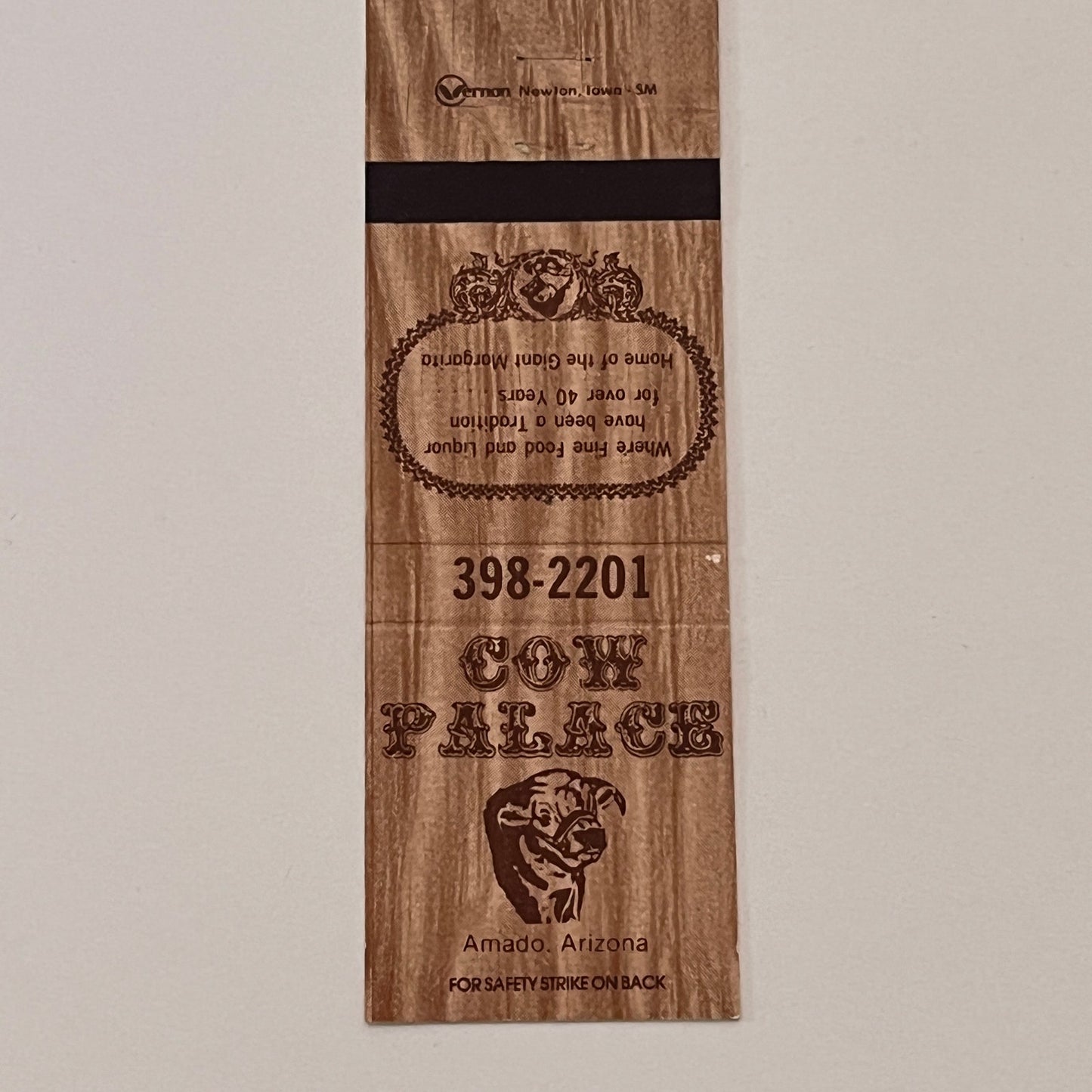 Cow Palace Amado Arizona Vintage Matchbook Cover TB6-MB2-2