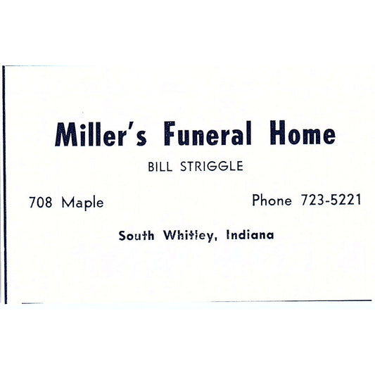 Miller's Funeral Home - Bill Striggle South Whitley Indiana 1964 Ad AG1-S18