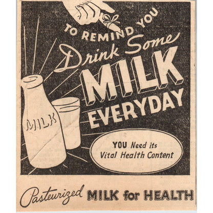 Drink Pasteurized Milk Everyday 1935 Minneapolis Journal Advertisement AE7-N2