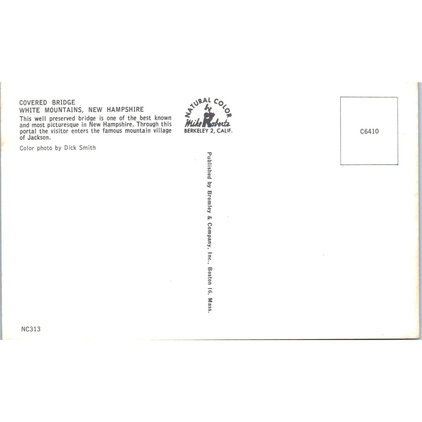 Covered Bridge White Mountains NH Vintage Covered Bridge Postcard PD1