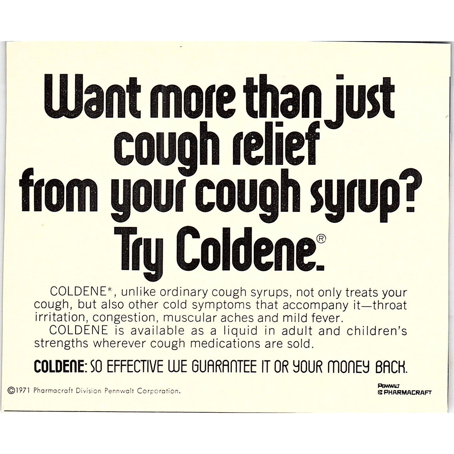 Coldene Cough Relief Pennwalt Corp 1972 Ad AF3-16
