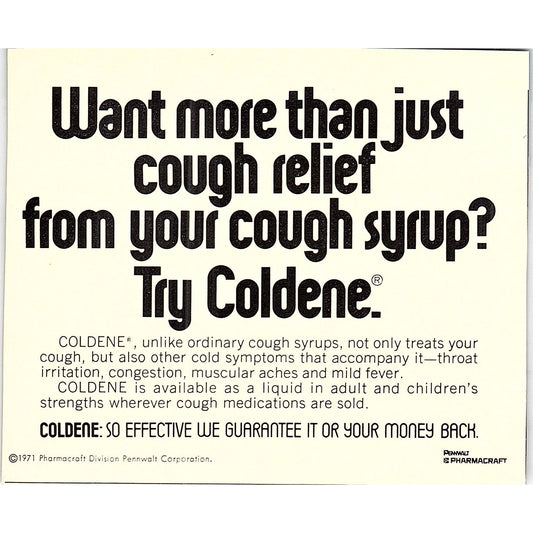 Coldene Cough Relief Pennwalt Corp 1972 Ad AF3-16