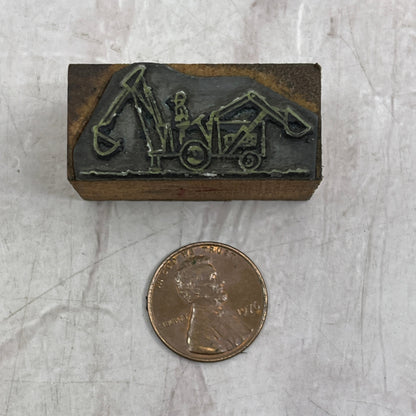 Retro Backhoe Digger Vintage Letterpress Printers Block Plate SB8