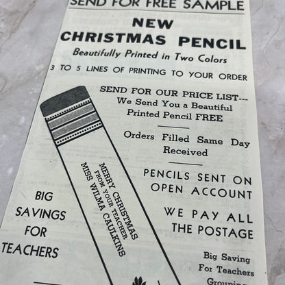 1937 Cincinnati Pencil Co Christmas for Students 4.5x12 Advertisement FL6-5