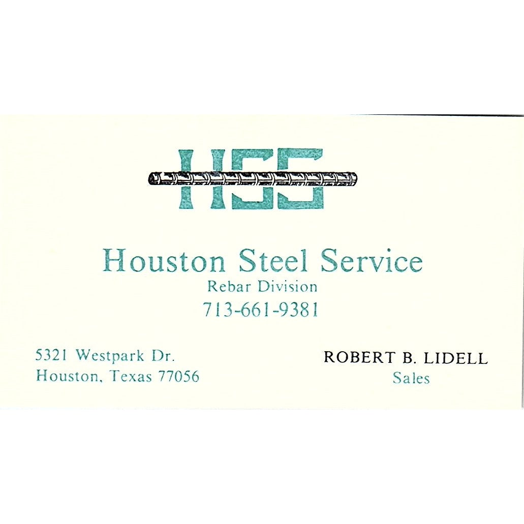 Robert B Lidell Houston Steel Service Houston Vintage Business Card SE5-B2