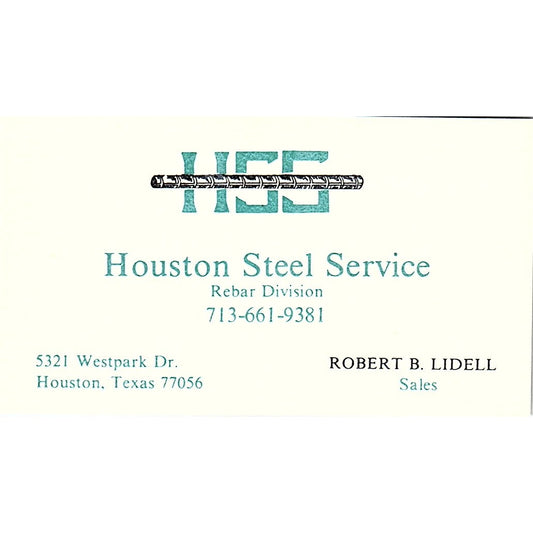 Robert B Lidell Houston Steel Service Houston Vintage Business Card SE5-B2