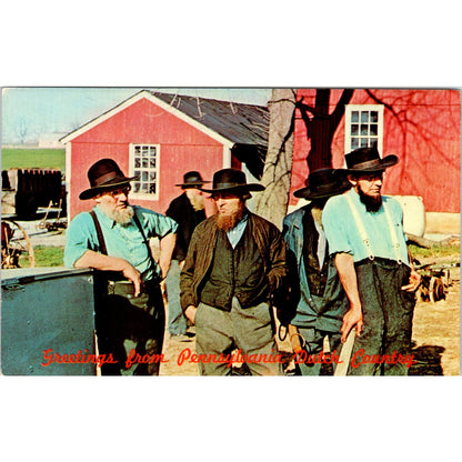Amish Men at Farm Sale Old Village Store Bird-in-Hand PA Vintage Postcard PD1