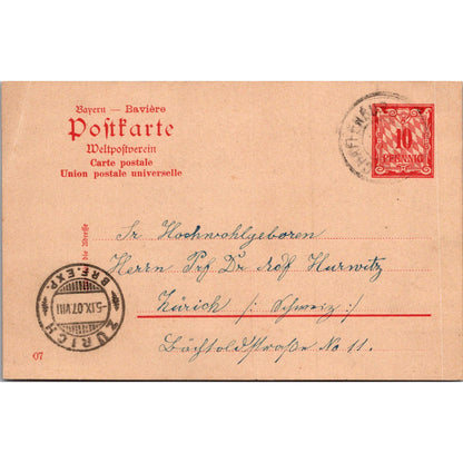 Hochnrahlgebaren Zurich 1907 German Reich Postcard P5-11