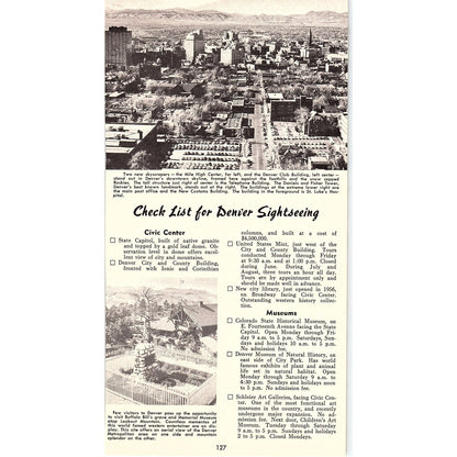 Check List for Denver Sightseeing Colorado 1958 Ad AG1-8