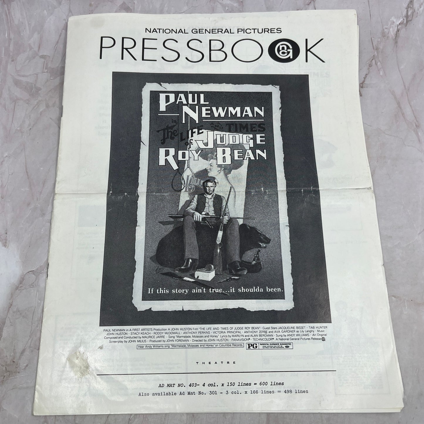 Paul Newman The Life and Times of Judge Roy Bean Pressbook TA9-E1