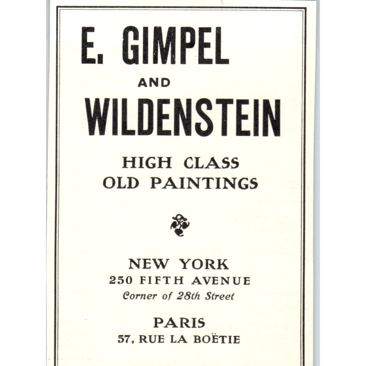 E. Gimpel and Wildenstein Old Paintings NY c1905 Victorian Ad AE9-MA5