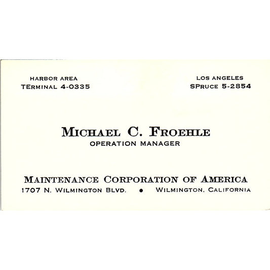 Maintenance Corporation Of America Michael C. Florence Wilmington CA Card SB4-B1