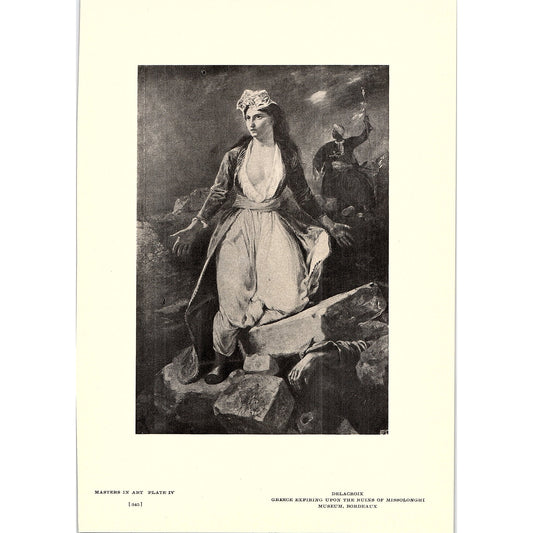 Greece Expiring Upon the Ruins of Missolonghi - Delacroix - 1907 Art Print AF4-5