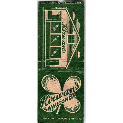 Kirwan's Tavern Wauconda IL Vintage Matchbook Cover SC7-Y4