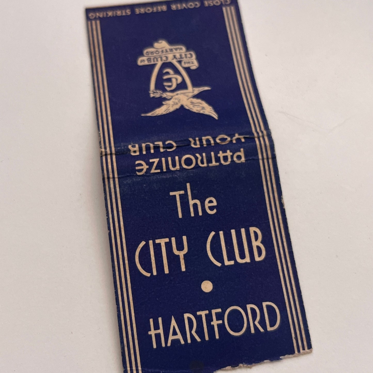 The City Club Hartford CT Vintage Matchbook Cover TB8-MB-4