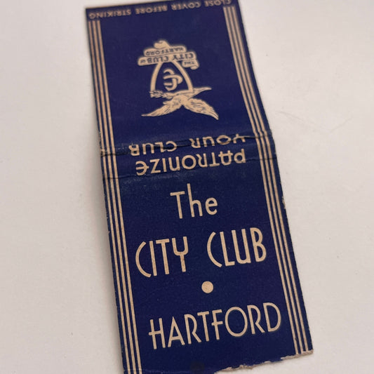 The City Club Hartford CT Vintage Matchbook Cover TB8-MB-4