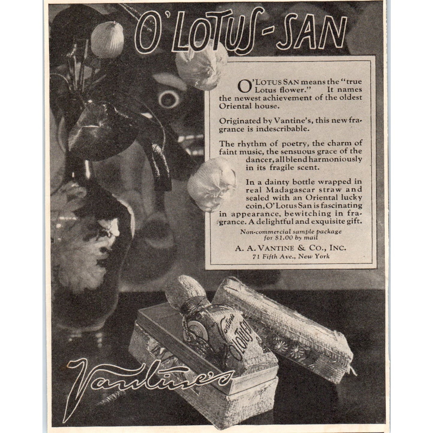 A.A. Valentine's O'Lotus-San Perfume NY 1924 Magazine Ad AF7-LJ1