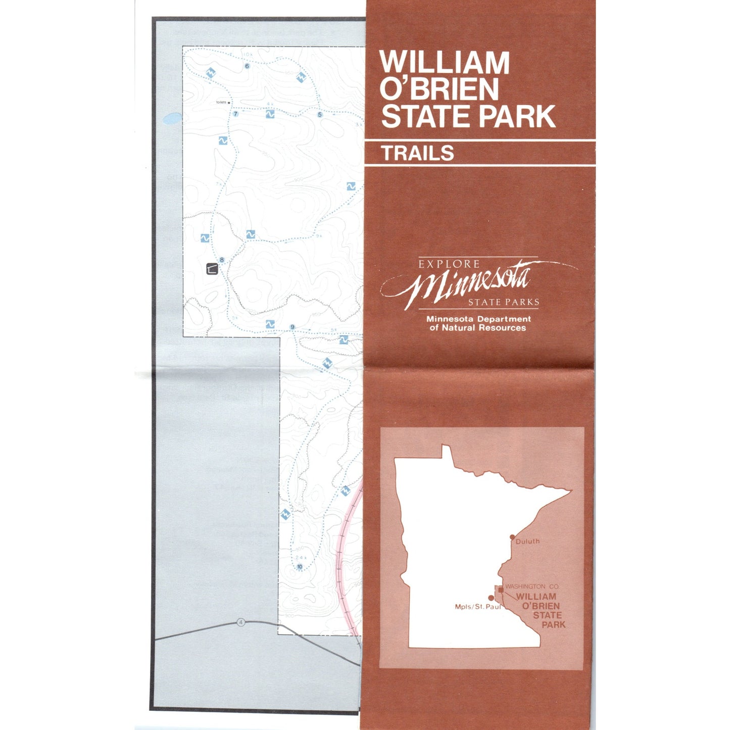 1984 WIlliam O'Brien State Park MN Fold Out Map & Travel Brochure TF4-B2