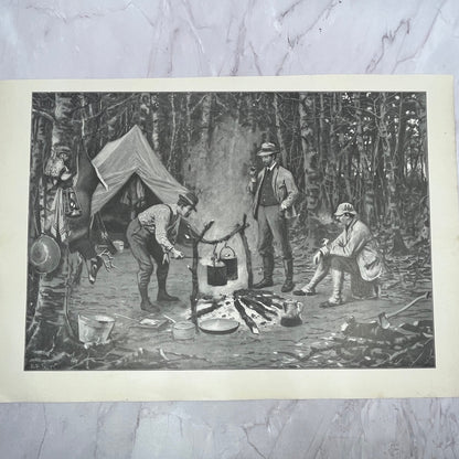 Supper in Camp - Original 1904 A.B. Frost Art Print V14-3