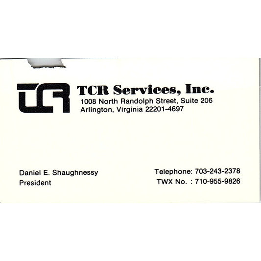 Daniel E Shaughnessy TCR Services Inc Arlington VA Vintage Business Card SC9-B2